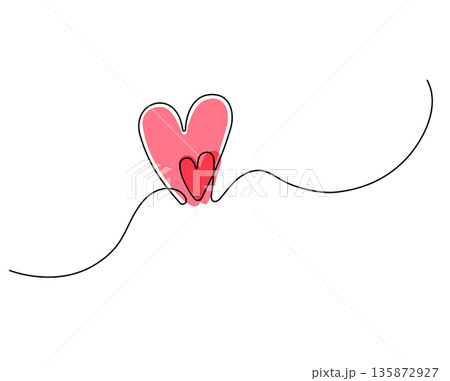 Hand drow one line heart Hand drow one line heart 135872927
