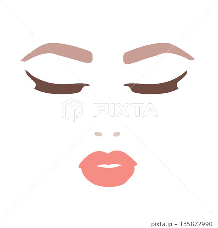Woman face with closed eyes 135872990