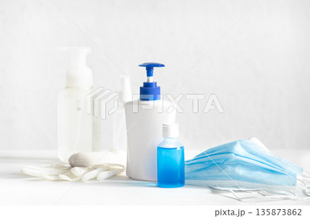 Personal protective equipment against the spread of the Corona covid 19 virus copy space. 135873862