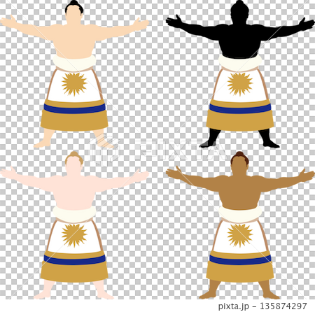多国籍の横綱の土俵入りポーズセット 135874297