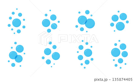Blue soap bubbles isolated on white background. Flat vector water bubbles for cleaning and freshness concepts 135874405