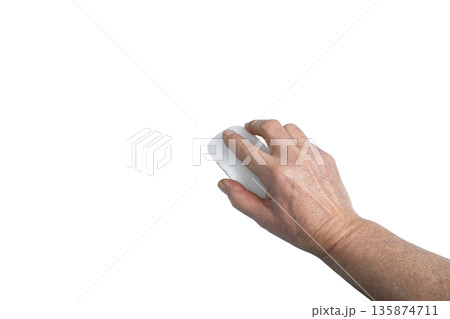 a man's hands on a mouse a man's hands on a mouse 135874711