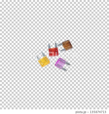 some colored car fuses 135874713