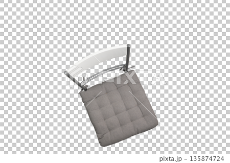 a white chair with a gray cushion 135874724