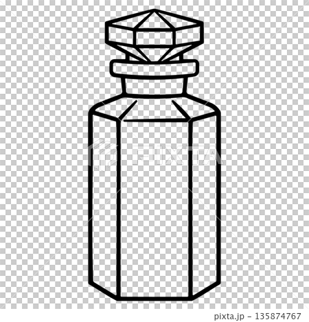 Black icon of a faceted crystal decanter with stopper without background 135874767