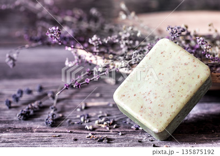 Spa soap on wooden background Spa soap on wooden background 135875192