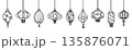 Chinese New Year lantern hanging ornaments in black outline and white plain on transparent background. 135876071
