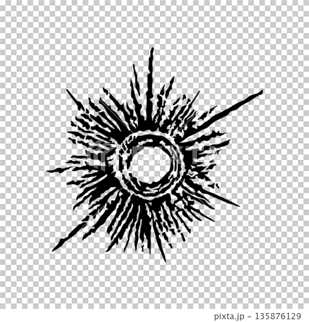 black and white bullet hole without background 135876129