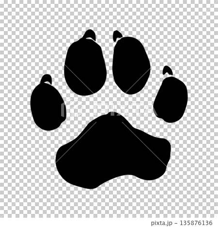 Black dog paw print isolated without background. Black dog paw print isolated without background. 135876136