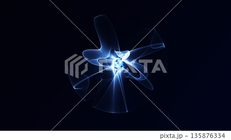 Dynamic blue plasma energy sphere with flowing light waves and glowing particles, abstract futuristic digital orb with cosmic and sci-fi atmosphere. 135876334