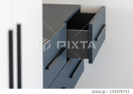 Wall vanity. Drawer open. Scandi rhythm. 135876731