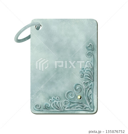 金属のキーホルダー風フレームイラスト 135876752