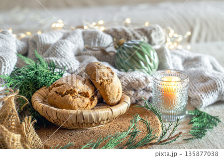 Christmas composition with cookies. Christmas concept. Christmas composition with cookies. Christmas concept. 135877038