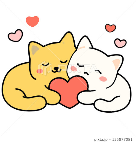 Cute cat cartoon heart love animal adorable kawaii illustration happy sweet Cute cat cartoon heart love animal adorable kawaii illustration happy sweet 135877081