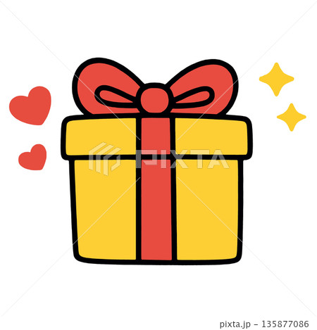 Gift box ribbon bow yellow red present celebration love 135877086