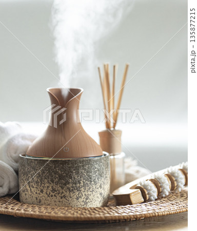 Essential oil aroma diffuser humidifier diffusing water articles in the air. 135877215