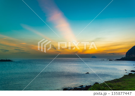 Serene Pre-Dawn Glow at Keelung Waimushan, Taiwan. 135877447