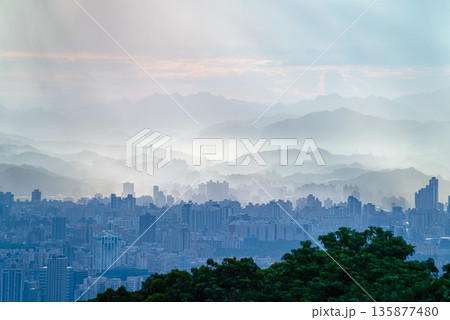 Dadao Mountain Shulin Taiwan Taipei Rain Clouds Dramatic Light Rays Summer. Dadao Mountain Shulin Taiwan Taipei Rain Clouds Dramatic Light Rays Summer. 135877480