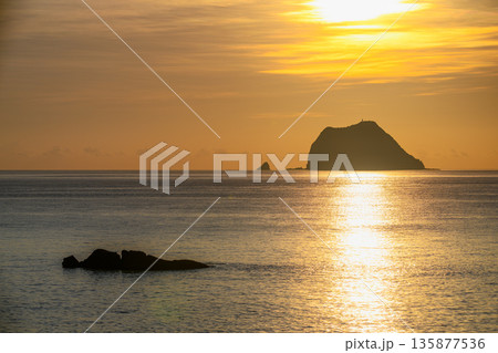 Sunrise Over Keelung Islet from Wanli New Taipei Taiwan. Sunrise Over Keelung Islet from Wanli New Taipei Taiwan. 135877536