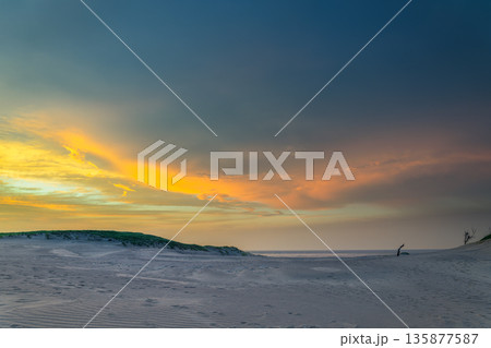 Dintouer Sandbank Sunset at Qigu Tainan Taiwan. Dintouer Sandbank Sunset at Qigu Tainan Taiwan. 135877587