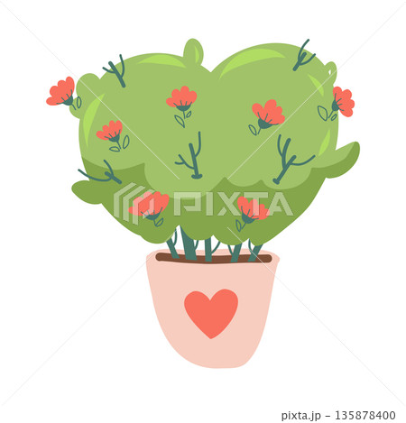 A Valentine's Day flowerpot with bush for a card or wedding element. 135878400