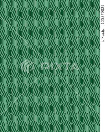 深緑色の亀甲網代の背景 135879825