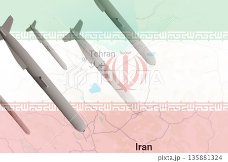 Long-range cruise missiles attacking Iran. missile attack on Iran. American missiles on the background of the flag and the map of Iran. Iran missiles map Long-range cruise missiles attacking Iran. missile attack on Iran. American missiles on the background of the flag and the map of Iran. Iran missiles map 135881324