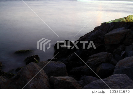 sunset in istanbul, metropolitan city and silhouette of the city 135881670