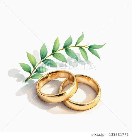 Vsai interlocking gold wedding rings symbolizing love and commitment 135881771
