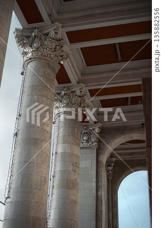 Classical Stone Columns With Ornate Capitals 135882556
