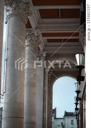 Classical Stone Columns With Ornate Capitals 135882557
