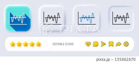Investment chart line icon. Neumorphic, Flat shadow, 3d buttons. Economic graph sign. Stock exchange symbol. Business finance. Line stock analysis icon. Social media icons. Vector 135882870