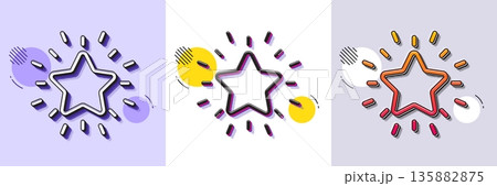 Rank star line icon. Halftone dotted pattern. Gradient icon with grain shadow. Success reward symbol. Best result sign. Line rank star icon. Various designs. Vector 135882875