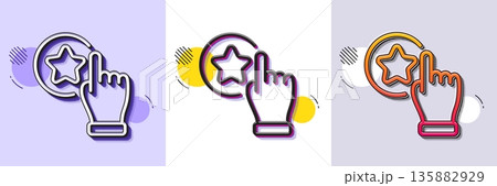 Rate button line icon. Halftone dotted pattern. Gradient icon with grain shadow. Best ranking sign. Rating symbol. Line rate button icon. Various designs. Vector 135882929