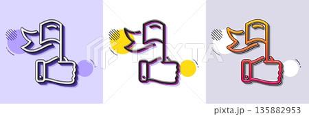 Leadership line icon. Halftone dotted pattern. Gradient icon with grain shadow. Success flag in hand sign. Winner symbol. Line leadership icon. Various designs. Vector Leadership line icon. Halftone dotted pattern. Gradient icon with grain shadow. Success flag in hand sign. Winner symbol. Line leadership icon. Various designs. Vector 135882953