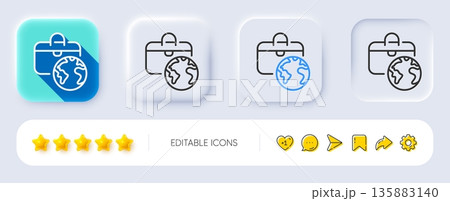 Global business line icon. Neumorphic, Flat shadow, 3d buttons. Trade market sign. Outsourcing job symbol. Line global business icon. Social media icons. Vector Global business line icon. Neumorphic, Flat shadow, 3d buttons. Trade market sign. Outsourcing job symbol. Line global business icon. Social media icons. Vector 135883140