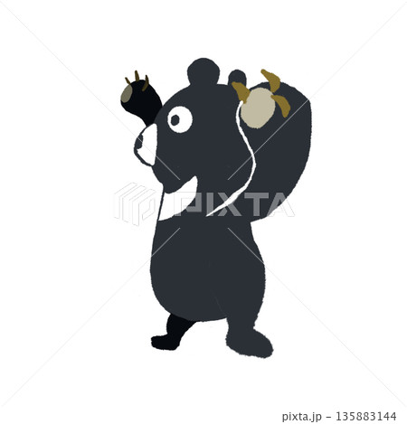 威嚇するツキノワグマのイラスト　注意喚起・危険・クマ出没 135883144
