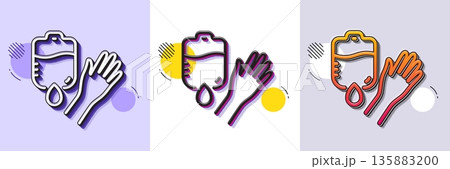 Donate blood line icon. Halftone dotted pattern. Gradient icon with grain shadow. Medical donor sign. Plasma symbol. Line blood icon. Various designs. Vector 135883200