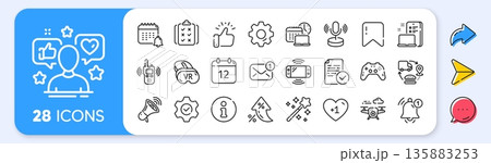 Tech line icons. Interest rate, AI generate, Inflation icons. Game console, Joystick gamepad and Quiz report set. Microphone tech, Radio set and Report reminder icons. Vector Tech line icons. Interest rate, AI generate, Inflation icons. Game console, Joystick gamepad and Quiz report set. Microphone tech, Radio set and Report reminder icons. Vector 135883253