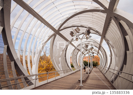 Arganzuela Bridge in Madrid Modern Pedestrian Architecture Over Manzanares River Arganzuela Bridge in Madrid Modern Pedestrian Architecture Over Manzanares River 135883336