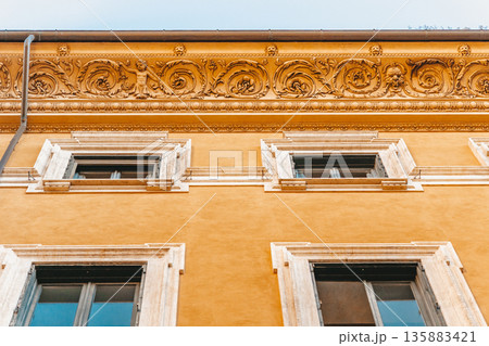Apartment Building Streets In Rome. Windows. Facades Of Old Houses Apartment Building Streets In Rome. Windows. Facades Of Old Houses 135883421