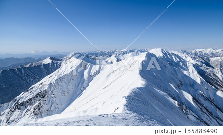 厳冬期・谷川連峰主脈稜線の絶景 135883490
