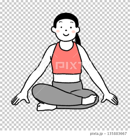 A simple and cute illustration of a woman doing yoga poses A simple and cute illustration of a woman doing yoga poses 135883667