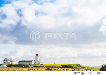 Obrestad lighthouse in Norway. Obrestad lighthouse in Norway. 135883809