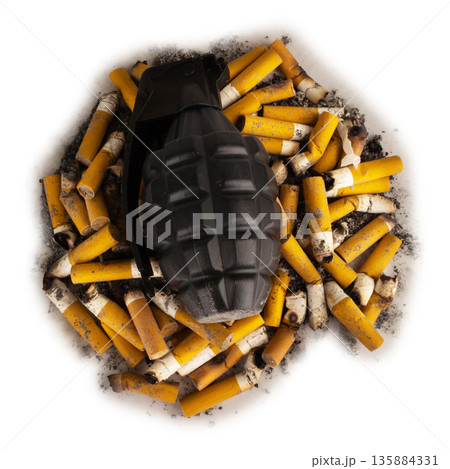 cigarette grenade isolated on white background cigarette grenade isolated on white background 135884331