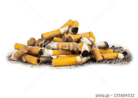 cigarette pile isolated on white background 135884332