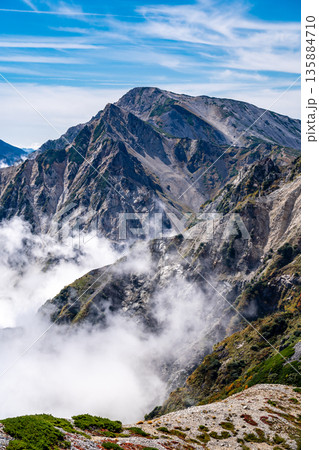 小蓮華山から見る後立山連峰の白馬鑓ヶ岳　白馬大池～北アルプス白馬岳縦走登山 135884710