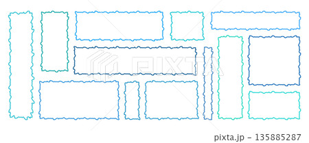 Set of wavy organic banner outlines. Long blue aqua rectangle ribbons and narrow strips for titles, web headers Set of wavy organic banner outlines. Long blue aqua rectangle ribbons and narrow strips for titles, web headers 135885287