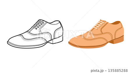 Brogue mens beige flat plus line shoe set. Perforated leather footwear with classic wingtip detail smart office style. 135885288