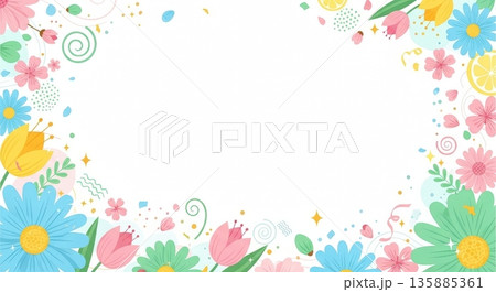 春のセールに使える明るく華やかな広告背景素材 春のセールに使える明るく華やかな広告背景素材 135885361